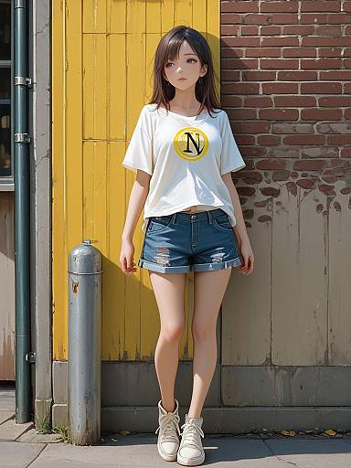 Casual Woman in Cropped Graphic Tee