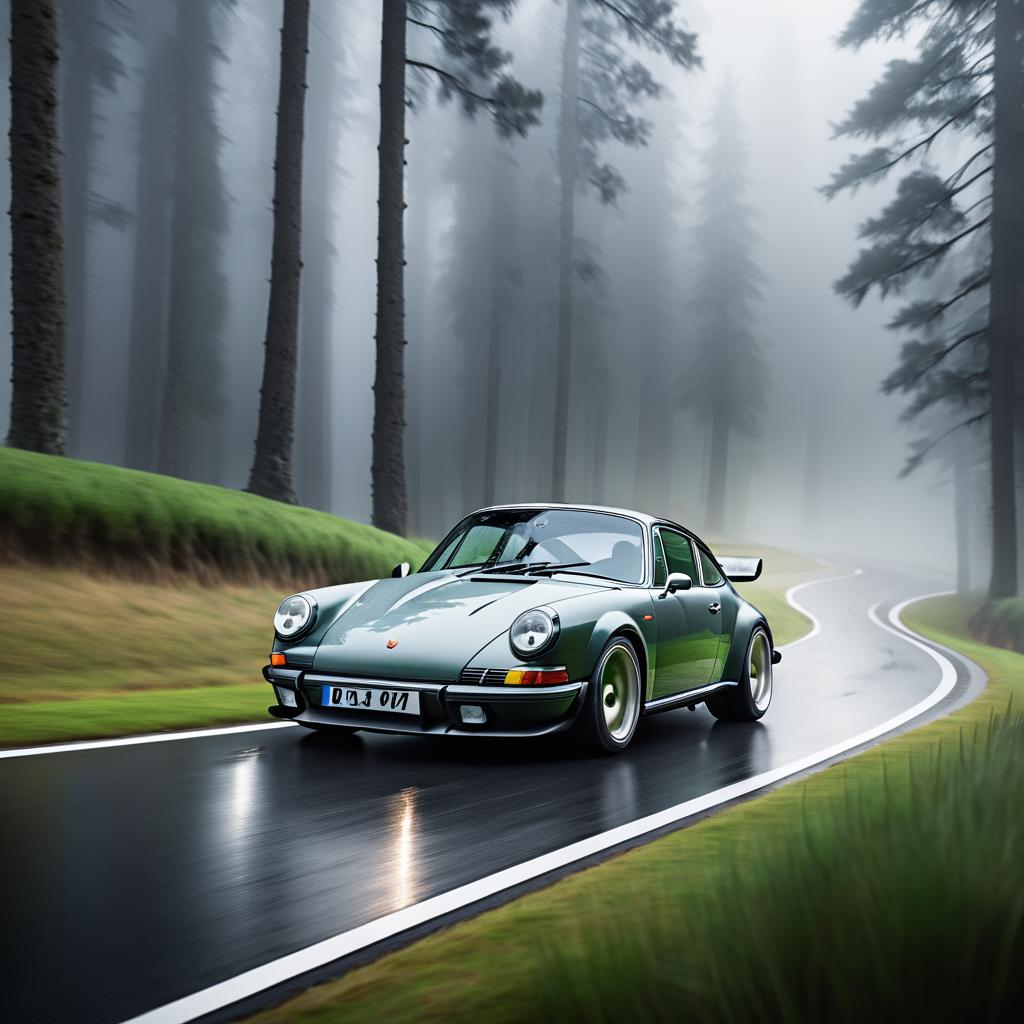 Ultra-Realistic Porsche 911 on Misty Road