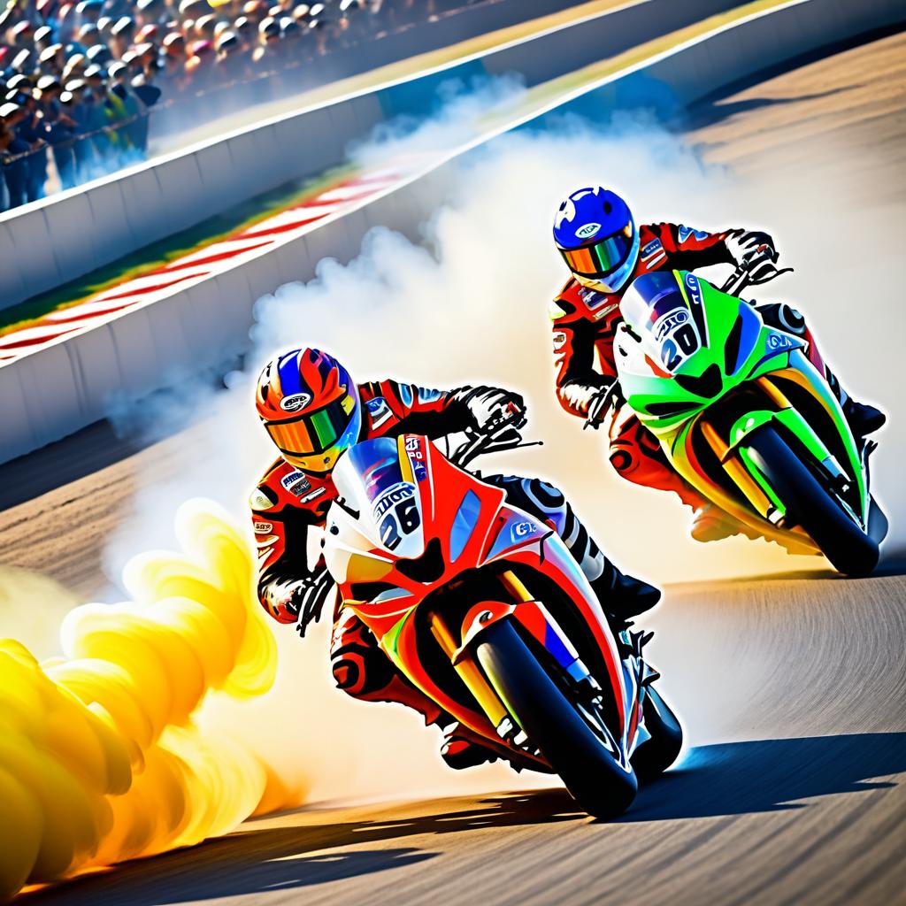 Dynamic Motorcycle Racing Action Scene