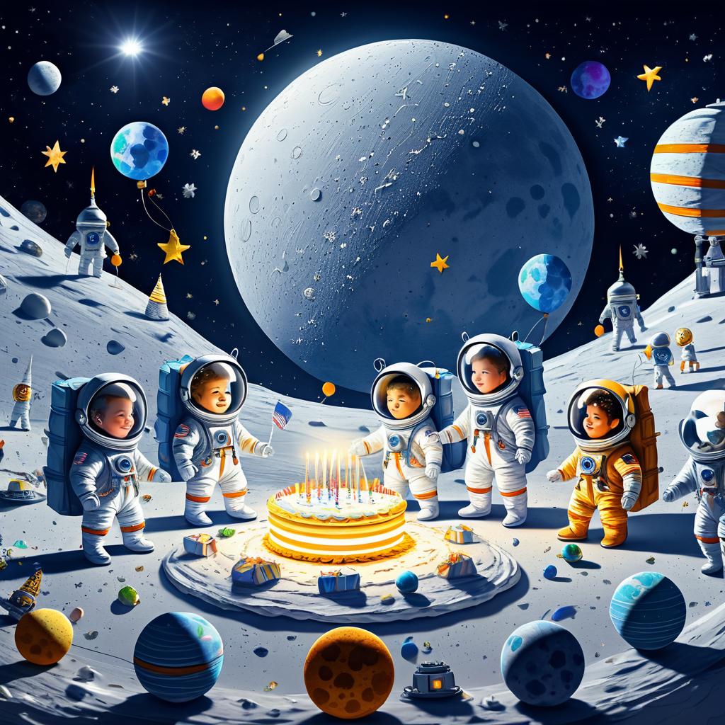 Astronauts Celebrating a Birthday on the Moon