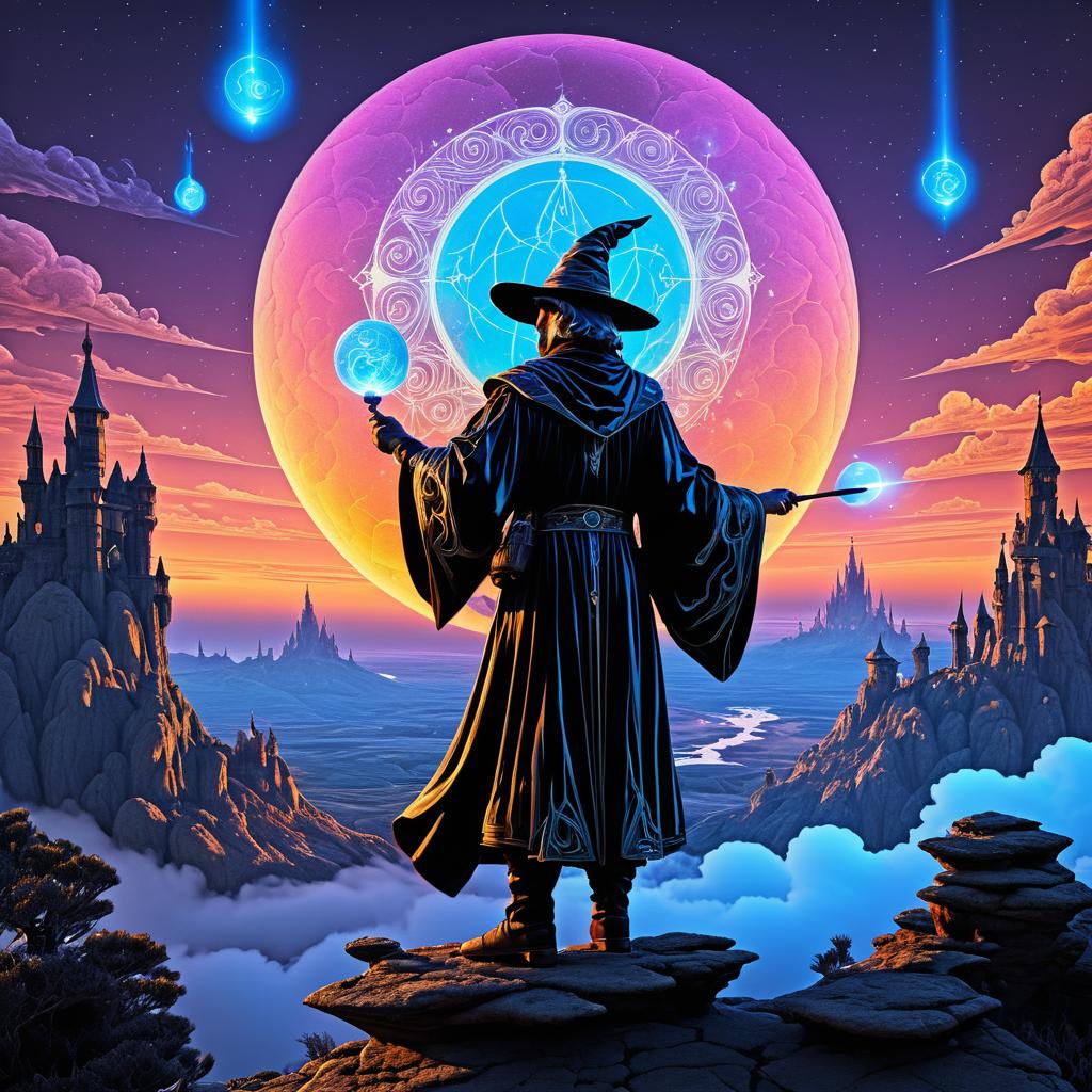 Enchanting Wizard at Dawn in Vintage Style