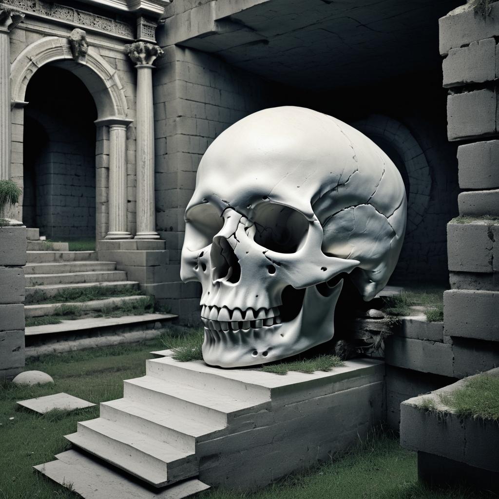 Hyper Realistic Skull and Ancient Ruin