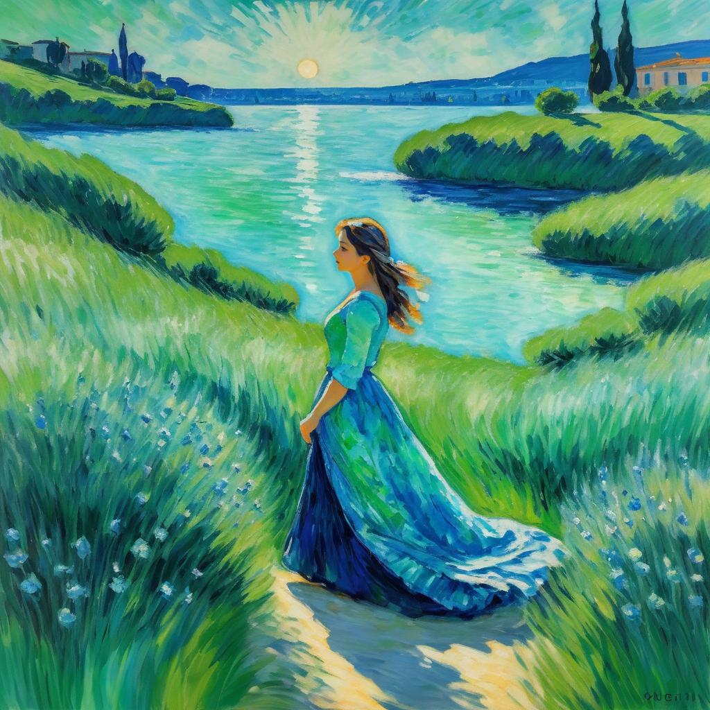 Vibrant Woman with Monet's Touch