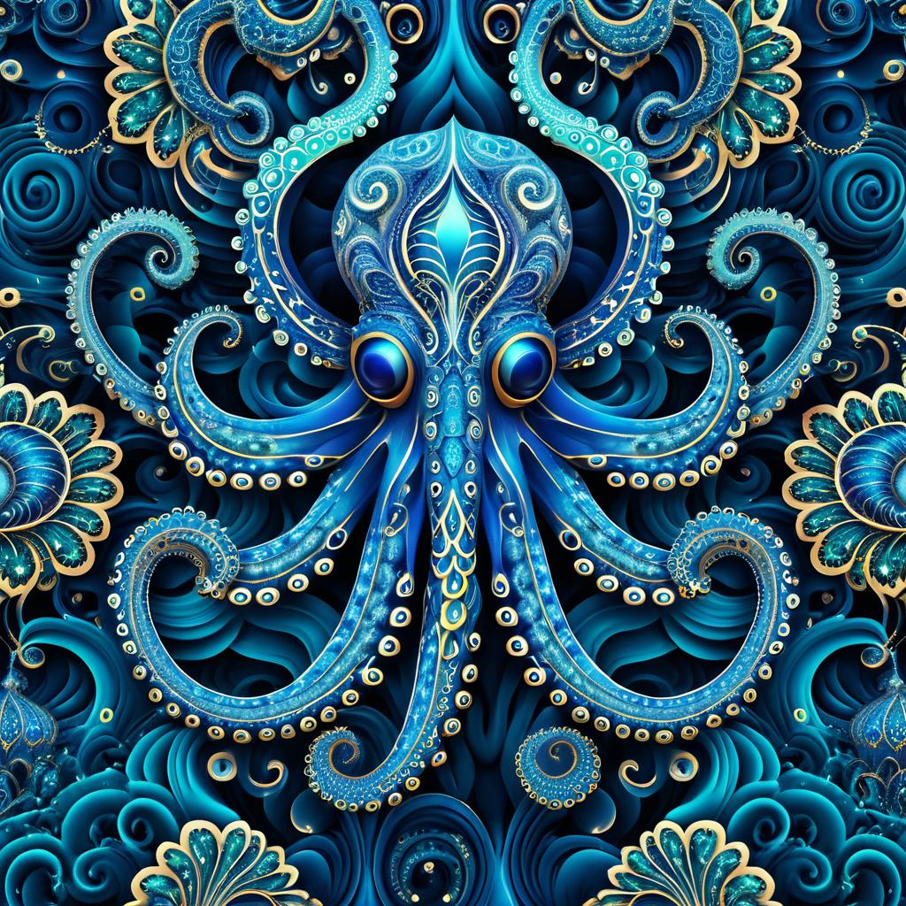 Surreal Cosmic Octopus Seamless Pattern