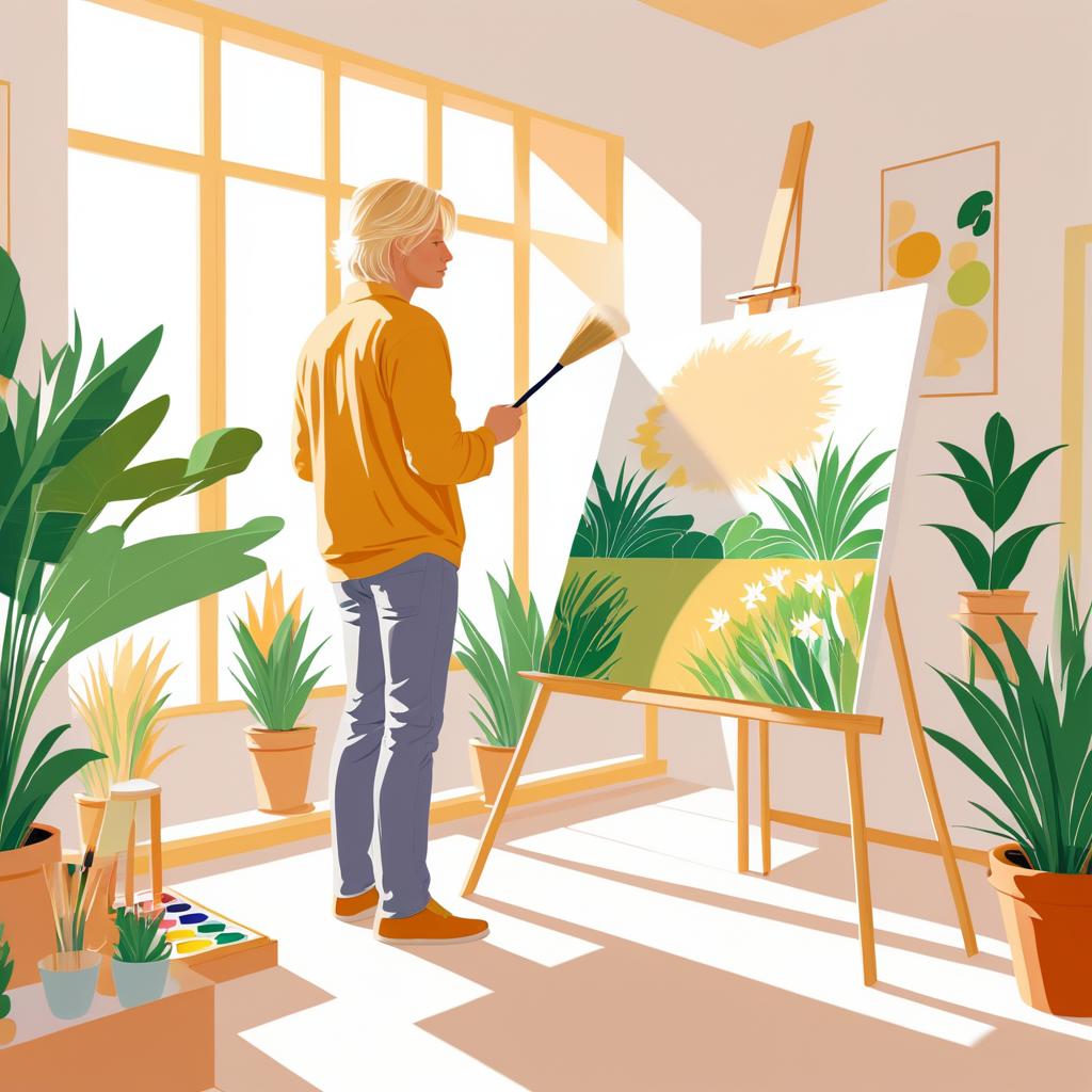 Springtime Studio Artist with Brush