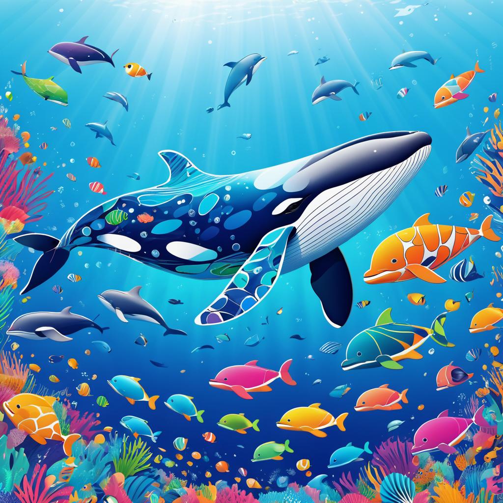 Vibrant Whale Sticker Bomb Vector Art