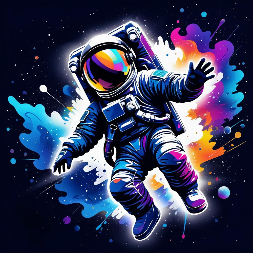 Vibrant Astronaut Graffiti Art Design