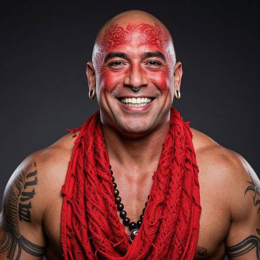 Muscular Hispanic Warrior with Red Warpaint