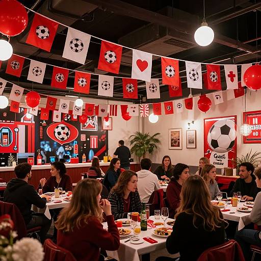 Soccer-Themed Dinner Party with Red and White Decorations