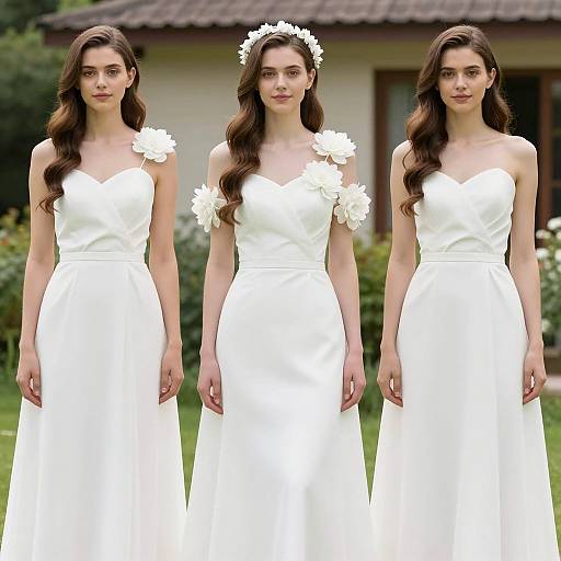 Elegant Young Bride in Floral Wedding Dress