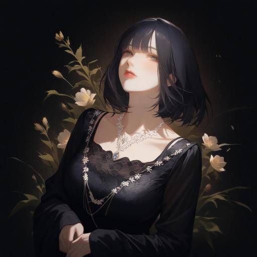 Realistic Portrait of a Girl in Black