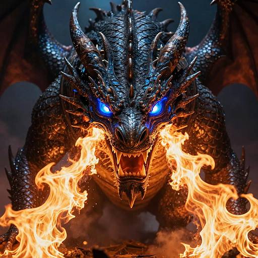 Epic Blue Fire-Eyed Dragon