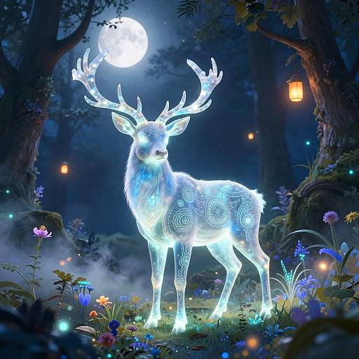 Ethereal Phantom Stag in Mystical Forest