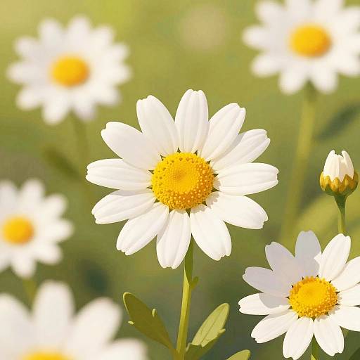 Sunlit Whimsical Daisy Illustration