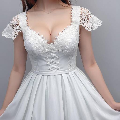 Solo Girl in White Lace Dress
