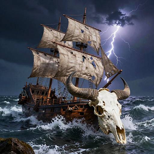 Dramatic Ancient Shipwreck at Night