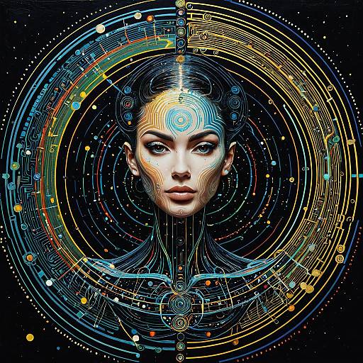 Futuristic Alien Woman with Holographic Circuitry