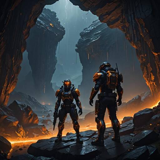Futuristic Sci-Fi Cave Adventure Scene