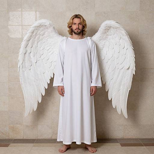 Blonde Male Angel in Morris Costume
