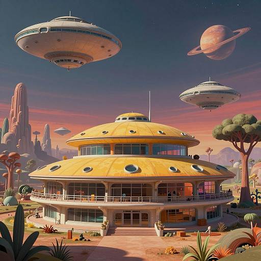 Futuristic Surreal Building in Alien Landscape