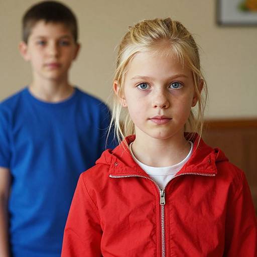 Blonde Girl in Red Jacket Portrait
