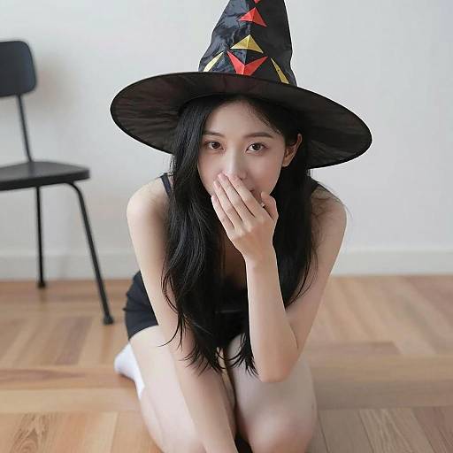 Portrait of Asian Woman in Witch Hat