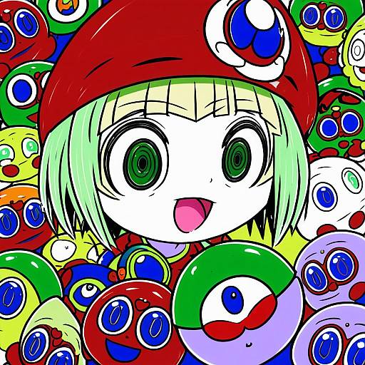 Illustration of Amitie (puyopuyo), puyopuyo in the style of U-non (annon'an)