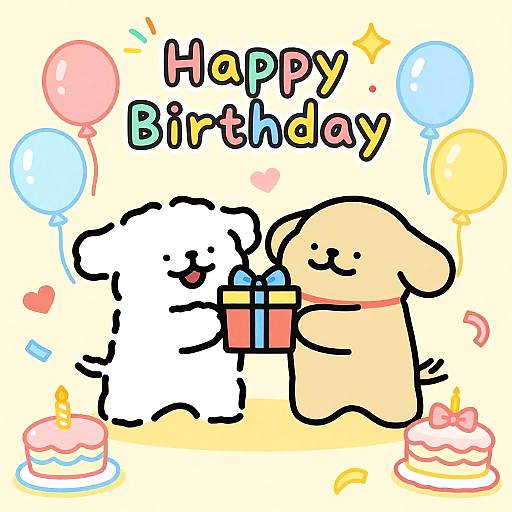 Cute Cartoon Birthday Celebration