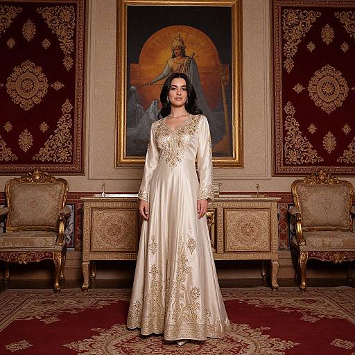 Elegant Oriental Woman in Opulent Palace