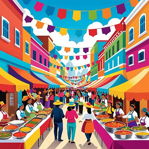 Colorful Mexican Market Street Festival