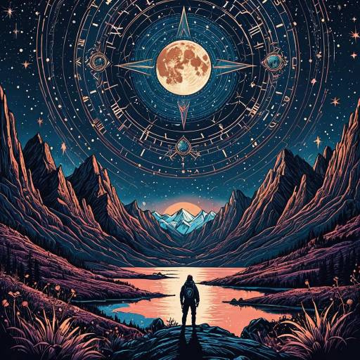 Psychedelic Time Connection in Mountain Landscape