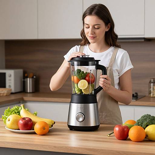 Woman Preparing Healthy Meals in Kitchen