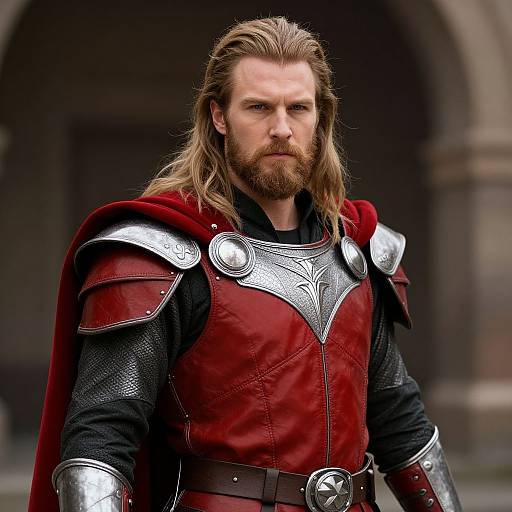 Blonde Warrior in Red Armor