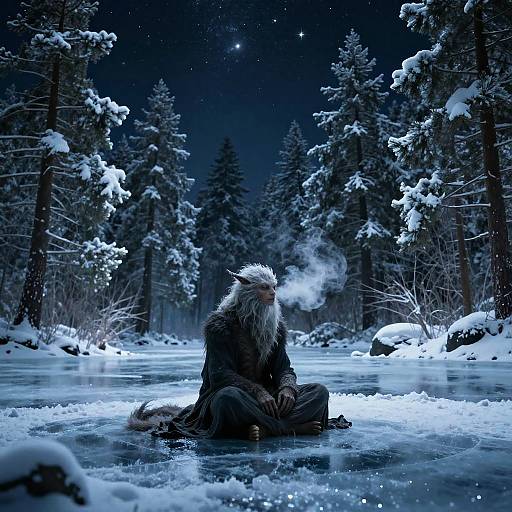 Groke on Frozen Lake at Night