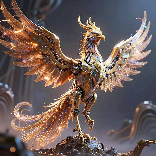 Cybernetic Phoenix in Bio-Mechanical Realm