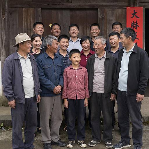 Cheerful Gathering in Rural Asia