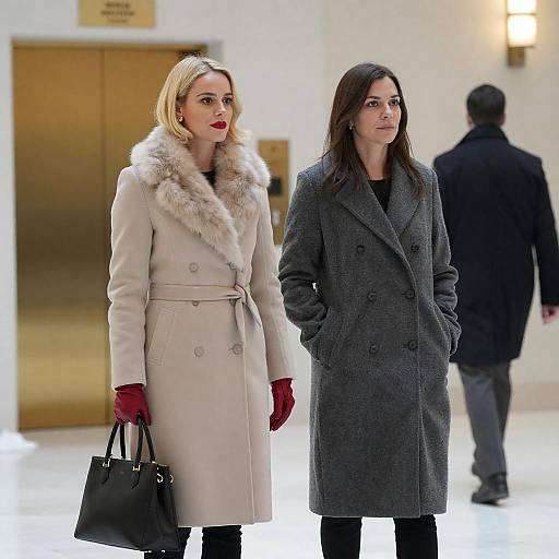 Urban Lobby Scene with Stylish Women