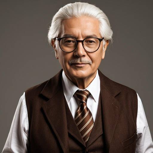 Elderly Man in Vintage Brown Suit and Glasses