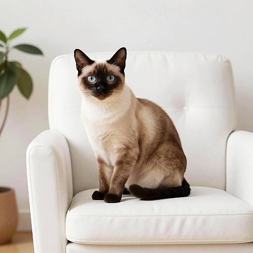Sleek Siamese Cat in Cozy Interior