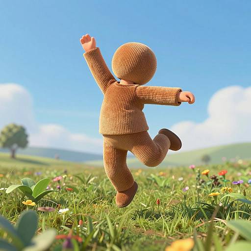 Dancing Corduroy Fabric Figure in Field