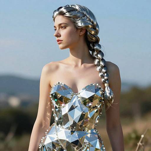 Photorealistic Nymph with Metallic Hair