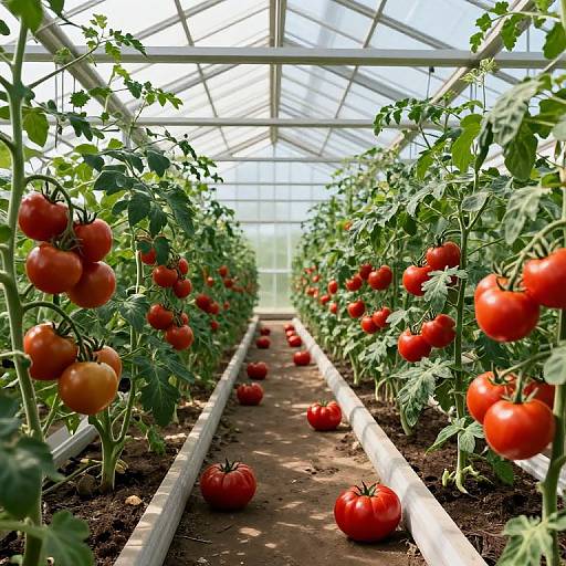 Futuristic Greenhouse Urban Tomato Harvest