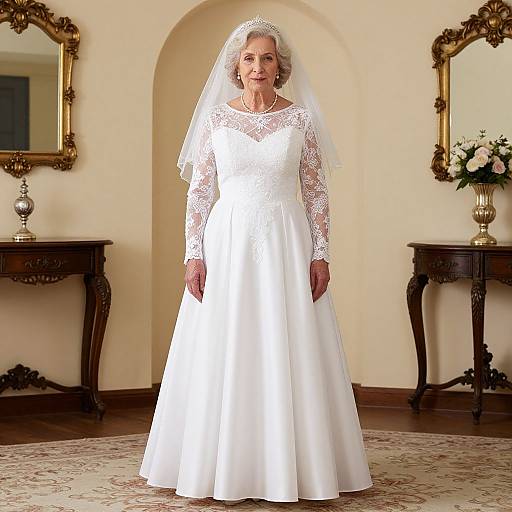 Grandmother in Elegant Bridal Dress