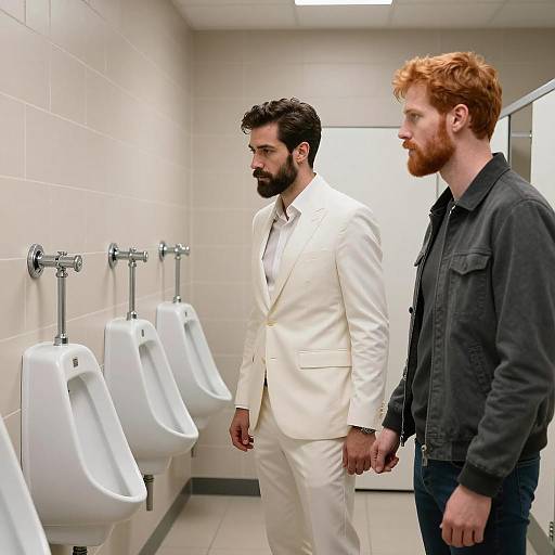Restroom Encounter: A Stylish Moment