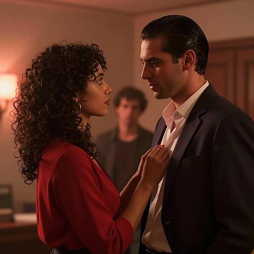 Intimate Moment in Dimly Lit Room