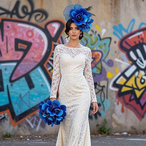 Elegant Lace Gown with Urban Flair