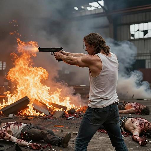 Intense Profile of a Muscular Shooter