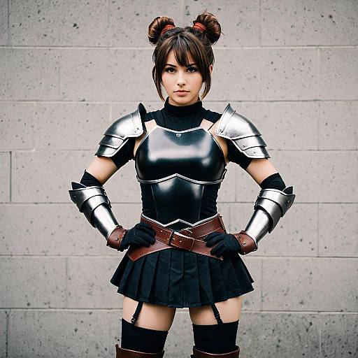 Young Woman in Custom Fantasy Armor Cosplay