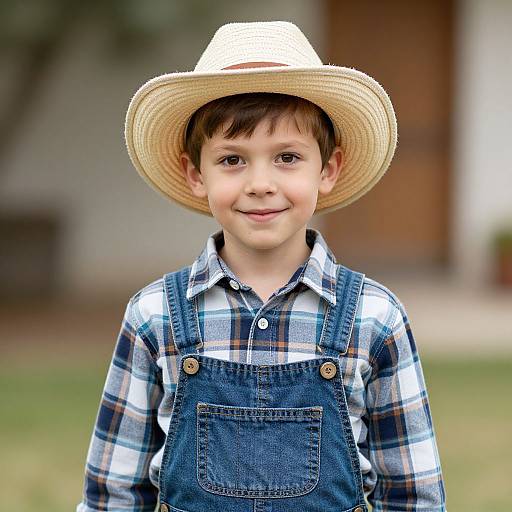 Realistic Boy in Farmer Costume