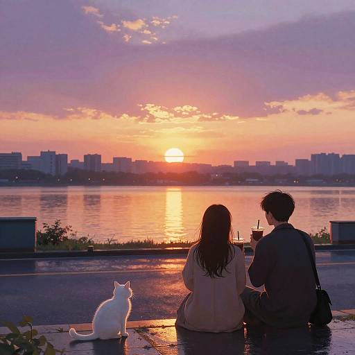 Romantic Sunset City Street Sketch